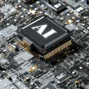 A computer chip with AI printed on it.