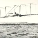 A photo of the Wright brother's first flight.