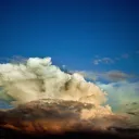 The upper atmosphere with the clouds.