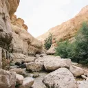 Large rock in the desert.