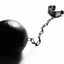 Una bola de hierro con grilletes