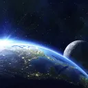 The Earth and moon from outerspace.