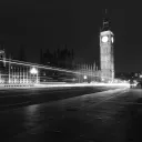 Night scene in London, England with the Big Ben Tower in the back ground.