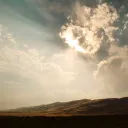 Sun rays coming through the clouds.