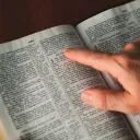 A Bible opened to book of James.