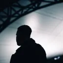 A silhouette of young man.