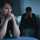 A troubled looking couple.