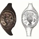 When thoroughly cleaned for the first time, this ring was found to bear a Greek translation of the Latin name “Pilate” on either side of a a large wine vessel known as a krater.