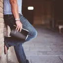 Man holding Bible.