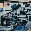 Microscopes in a lab.