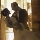 A bride and groom at their marriage ceremony.