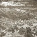 An illustration of the Israelites at Mount Sinai.