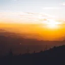 Sunset over a mountain range.