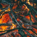 A burning pile of sticks.