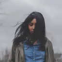 A woman walking alone.