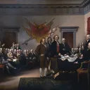 This famous painting in the rotunda of the U.S. Capitol building depicts the presentation of the draft of the Declaration of Independence to Congress on June 28, 1776.