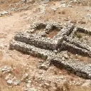 An aerial view of the Mount Ebal altar shows its considerable size and multiple layers.