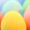 Upclose colored Easter eggs.