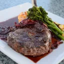 Steak on a plate.
