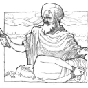 Illustration of Abraham preparing to offer Isaac as a sacrifice.