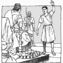 Illustration of Daniel addressing King Nebuchadnezzar.