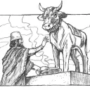 Illustration of Jeroboam and calf idol.