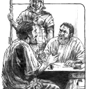 Illustration of Luke talking to Paul