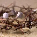 Crown of thorns with large nails.