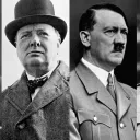 Photos of Theodore Roosevelt, Winston Churchill, Adolf Hitler and Joseph Stalin