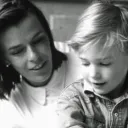 A mother and son talking...