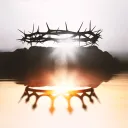 A crown of thorns with a reflection of king's crown.