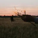 A woman holding some grain in her hands.
