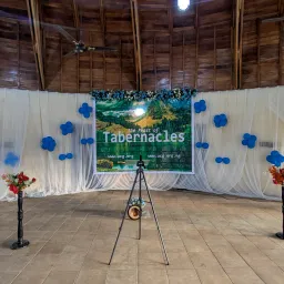 a stage with a camera