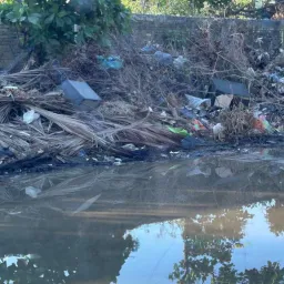 Trash, debris and dark water Trash, debris and dark water