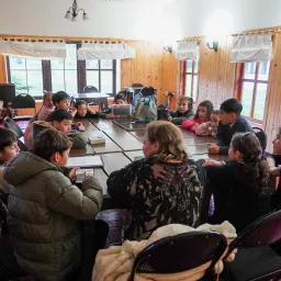 a group of people seated indoors