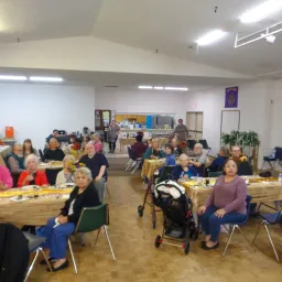 people seated at circular tables