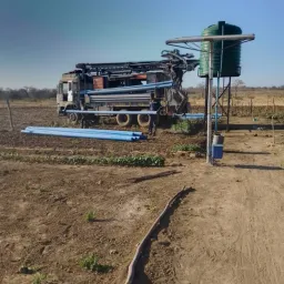 Construction underway drilling machinery