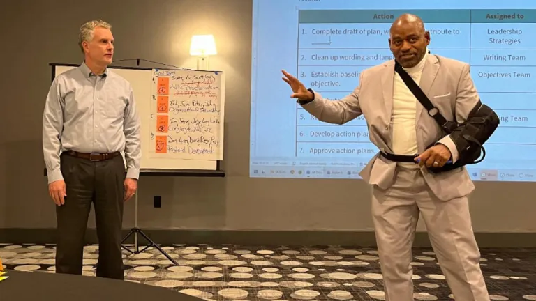 two men giving a presentation