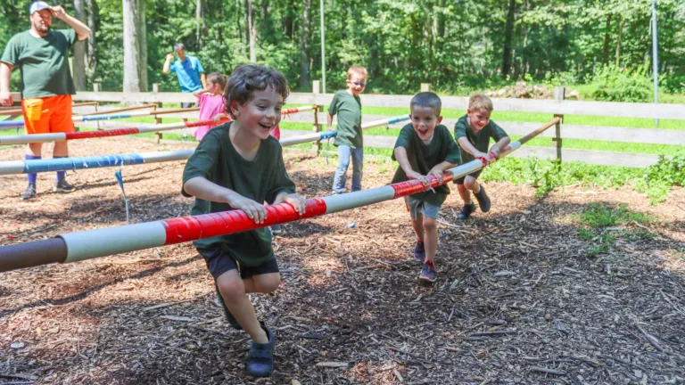 boys completing a race