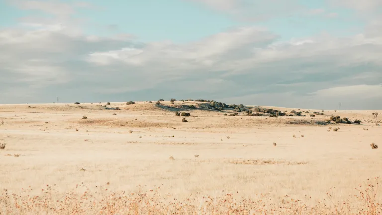 Empty field with cloudy sky