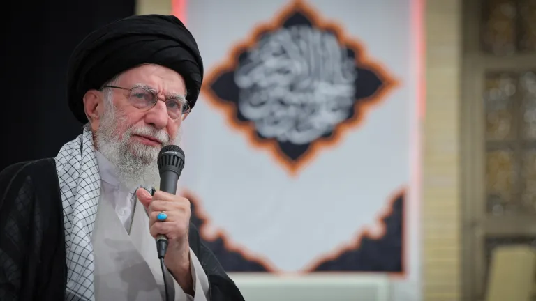 Iran’s leader Khamenei speaking in July 2025. Iran’s leader Khamenei speaking in July 2025.