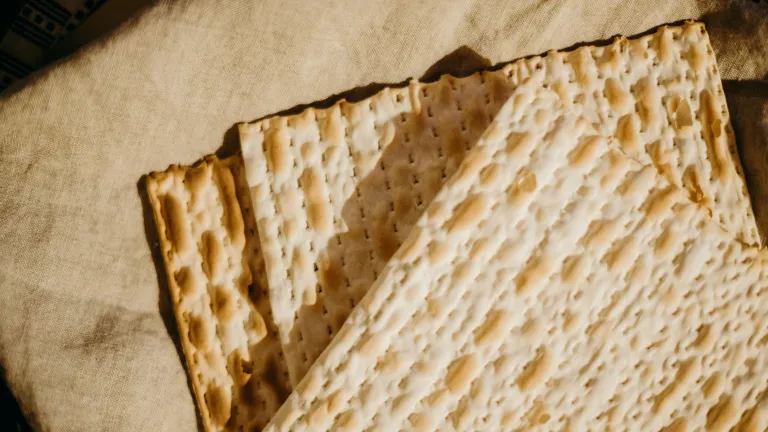 matzos on a fabric backdrop