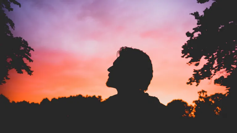 Great power—prayer mixed with faith—is available to all who truly believe. Silhouette if a man.