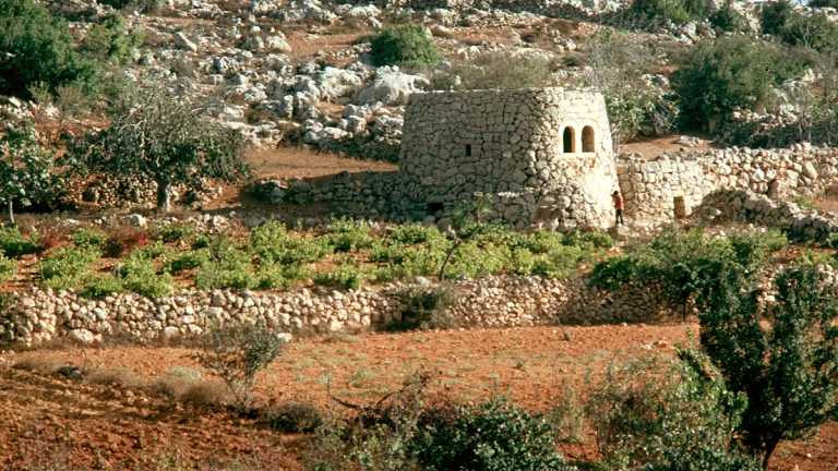 In ancient times watchmen would use a watchtower like this one, still in use today in the hill country of central Israel, to watch and warn of approaching danger. An old watchtower.