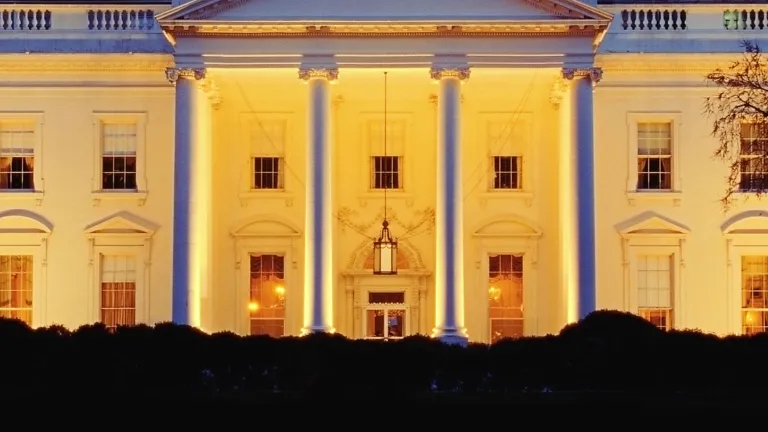 The White House a night time.