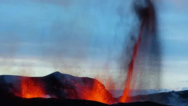 The first part of the eruption of Eyjafjallajökull on Iceland in 2010.