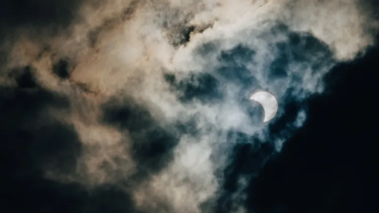 Through the ages mankind has been fascinated by the heavenly bodies, sometimes worshipping them, sometimes reading portents in them. Unusual events such as eclipses and comets sparked fear and were seen as signs of impending disasters. A photo of an eclipse.