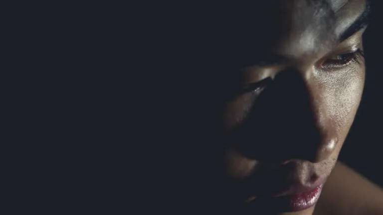 The battlefield on which we win or lose against temptations is the battlefield of thought. Upclose photo of a young man's face.