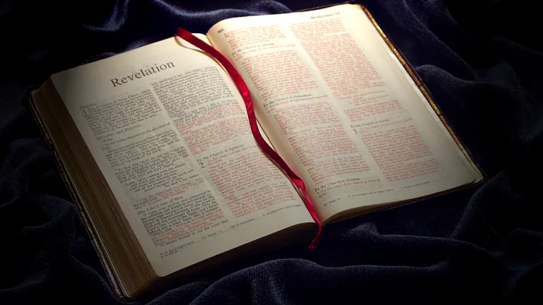 Prophecy discloses many details of God’s great design. It explains God’s actions in human affairs and how they relate to His revealed plan. A Bible opened to the book of Revelation.