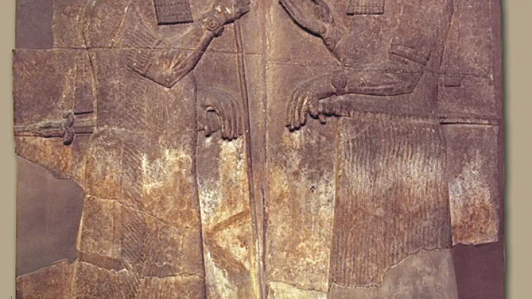 God repeatedly warned the Israelites that He would punish them through the Assyrians, led by King Sargon and his successors. Wall mural of King Sargon of Assyria.